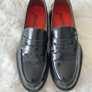 Italian men’s polished box calf spazzolato leather loafers